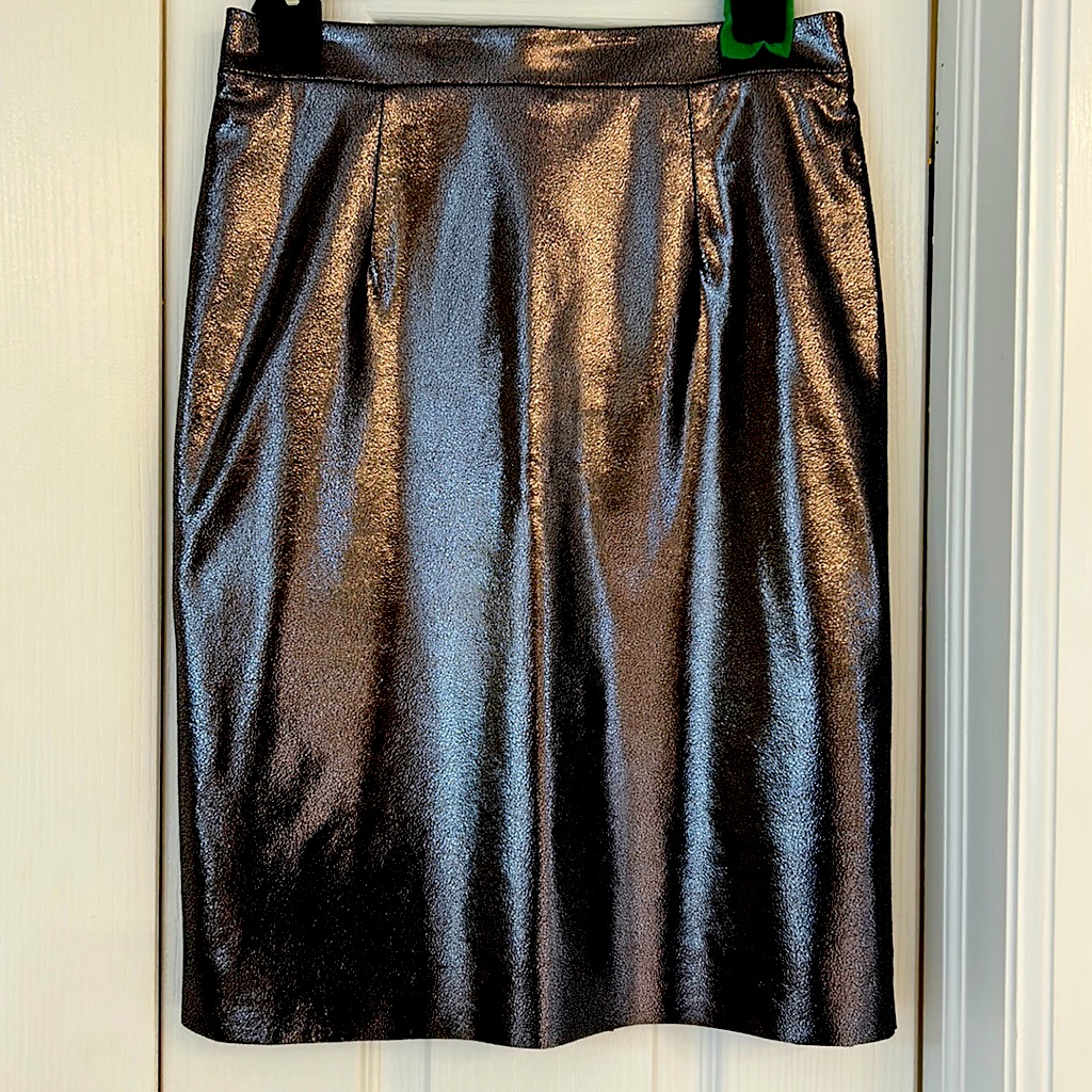 Milly’s Chrome Gunmetal Metallic Leather Skirt